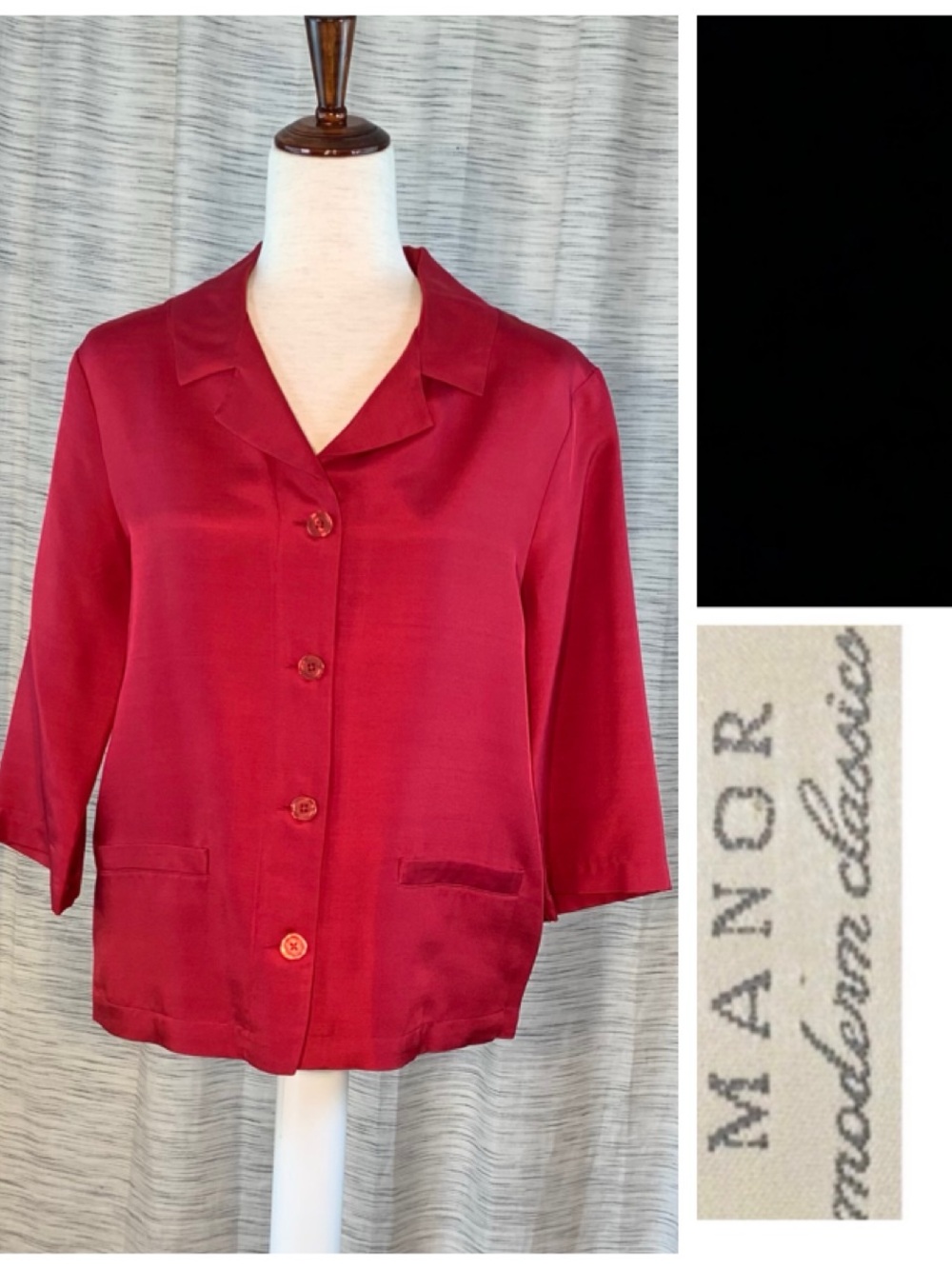Field Manor ruby red 3/4 sleeve shirt/jacket.